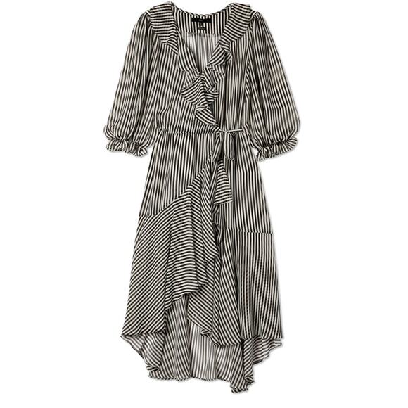 Icons Objects of Devotion Black White Stripe Flamenco Dress Womens Medium New - Picture 4 of 12